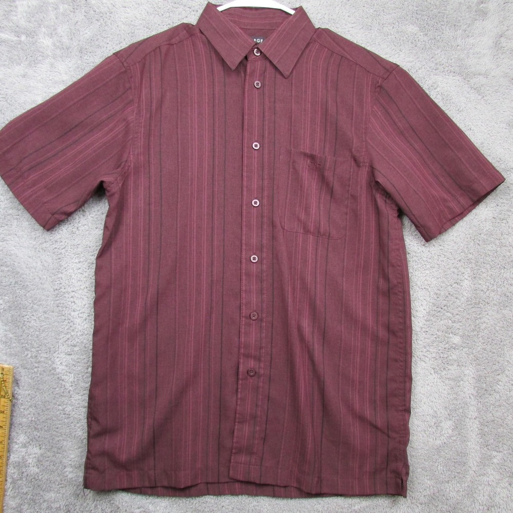 George Shirt Mens Small Red Stripe Short Sleeve Button Up Casual Pocket